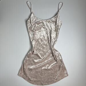 Forever 21 Baby Pink Crushed Velvet Mini Slip Cocktail Dress Small Fairy Dreamy